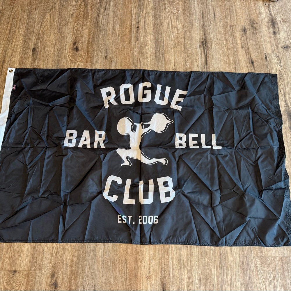 Rogue Black and White Barbell Club Flag